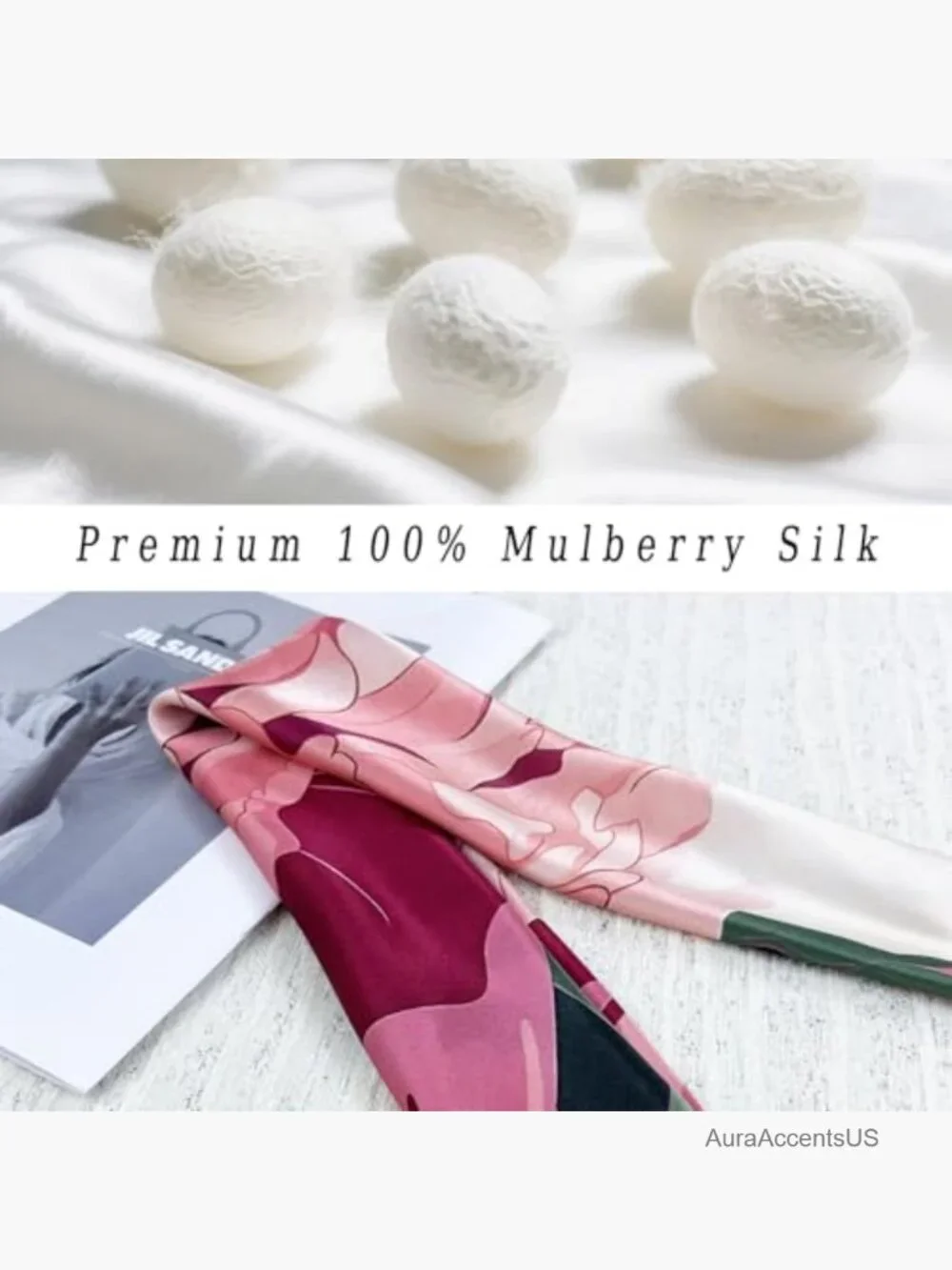 Mulberry Silk Small Square Scarf Bandana Neck Scarf Lightweight